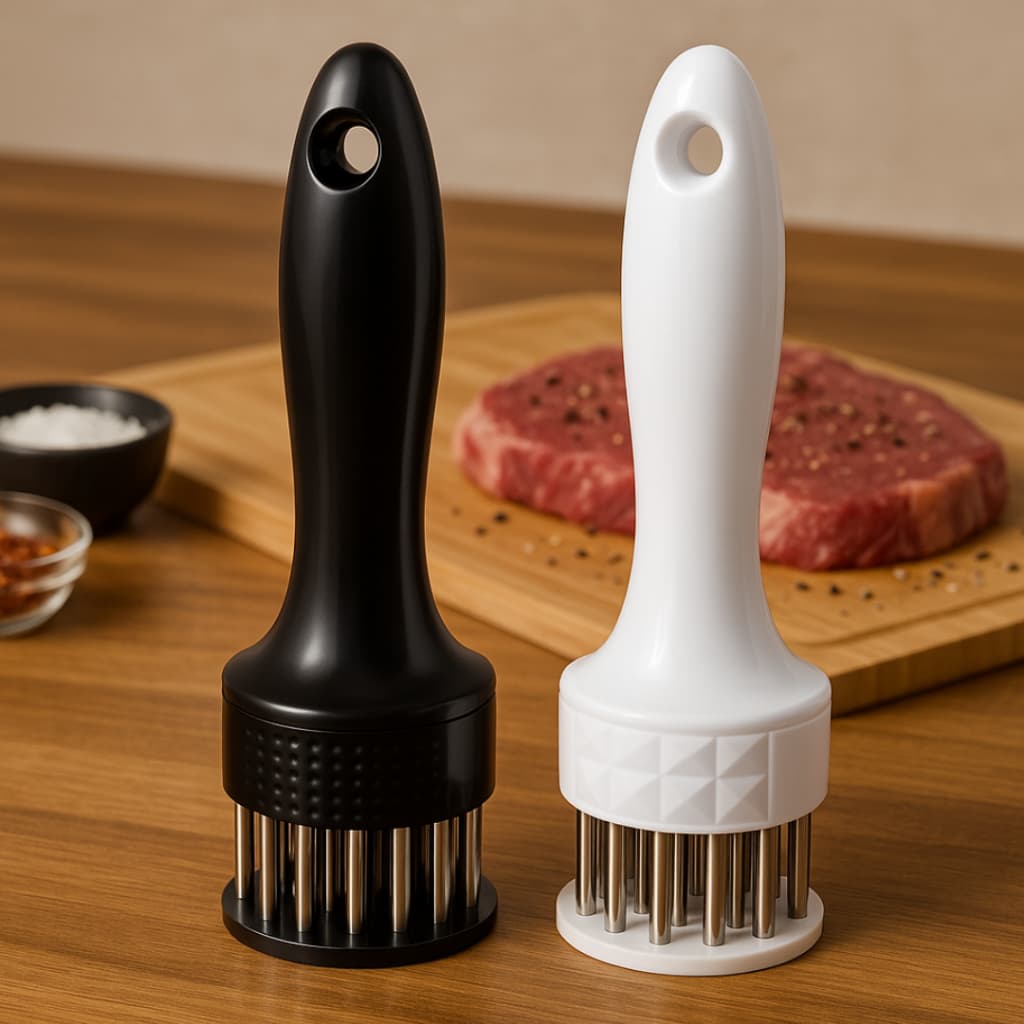 Amaciador de Carne Agulhas Aço Inox Tenderizador Martelo Manual Bife Churrasco Batedor Relevo