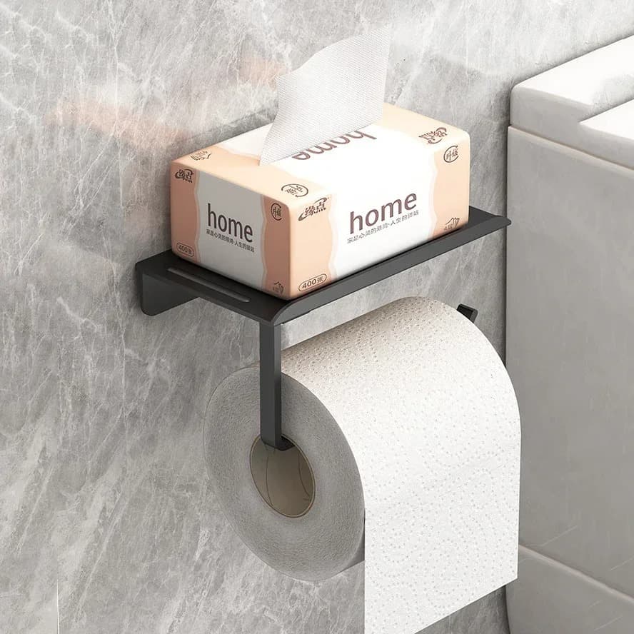 Suporte Papel Higiênico Premium Apoio Para Celular de Banheiro Fixo na Parede Sem Furos