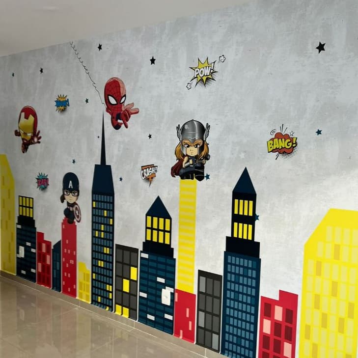 Papel de Parede Adesivo Super Heróis Painel- Decoração quarto Infantil Menino