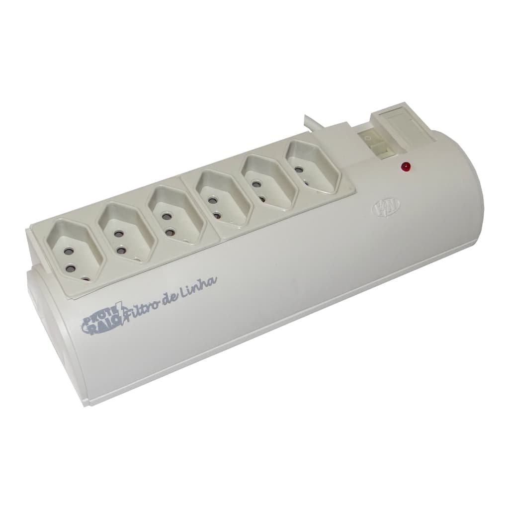 Filtro De Linha 6 Tomadas Bivolt - Pw Cor Bege 127V/220V