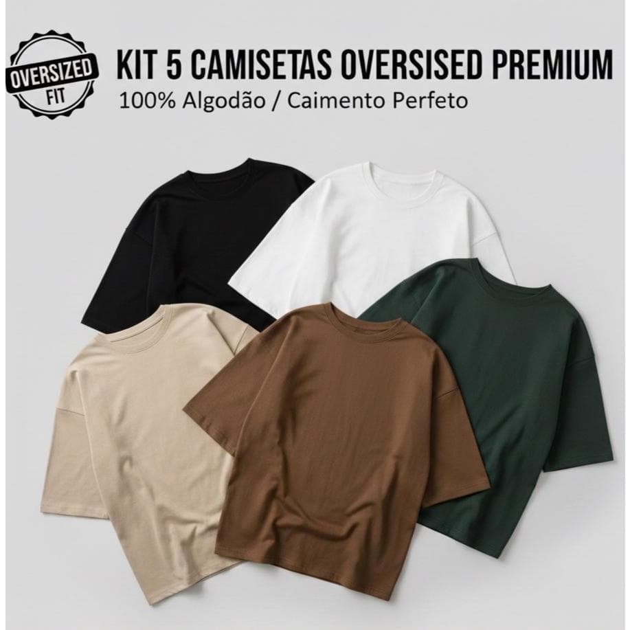 Kit 5 Camiseta Oversized  estilo de rua streetwear 100% Algodão malha premium