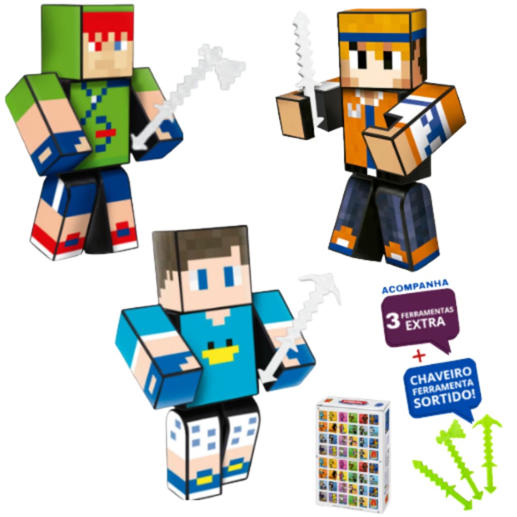Boneco  Kit C/03 Familia Arqueira Robin Hood, Beto Gamer, Hey Davi 15cm craft