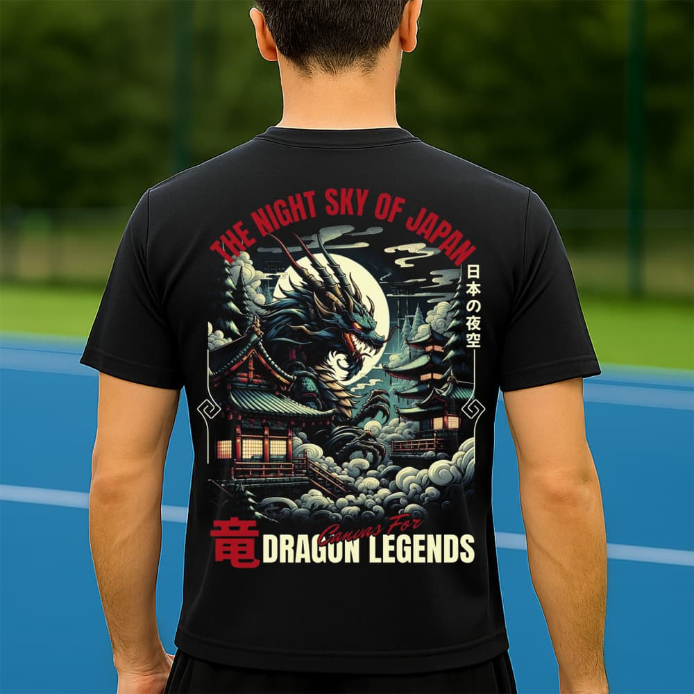 Camiseta Dry Fit Masculina Estampada Dragão Japonês P ao GG Leve Respirável Academia Treino
