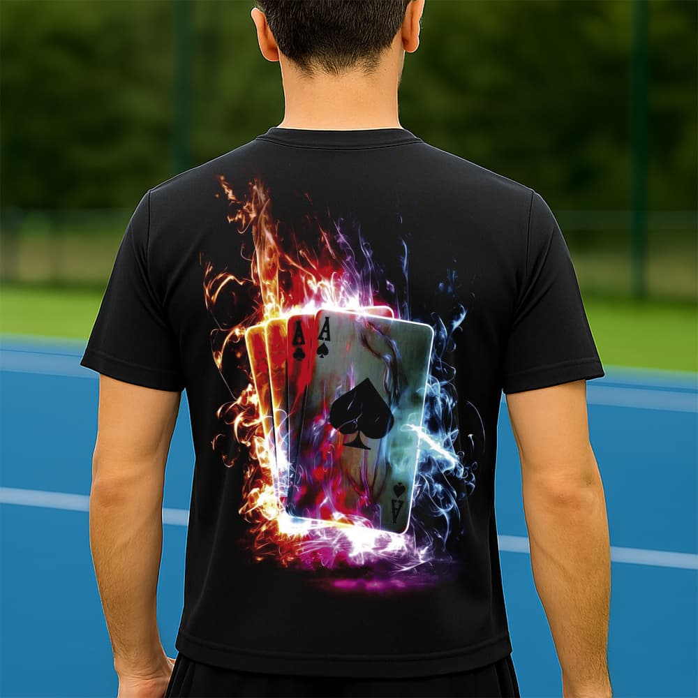Camiseta Dry Fit Masculina Estampada Baralho de Fogo P ao GG Leve Respirável Academia Treino