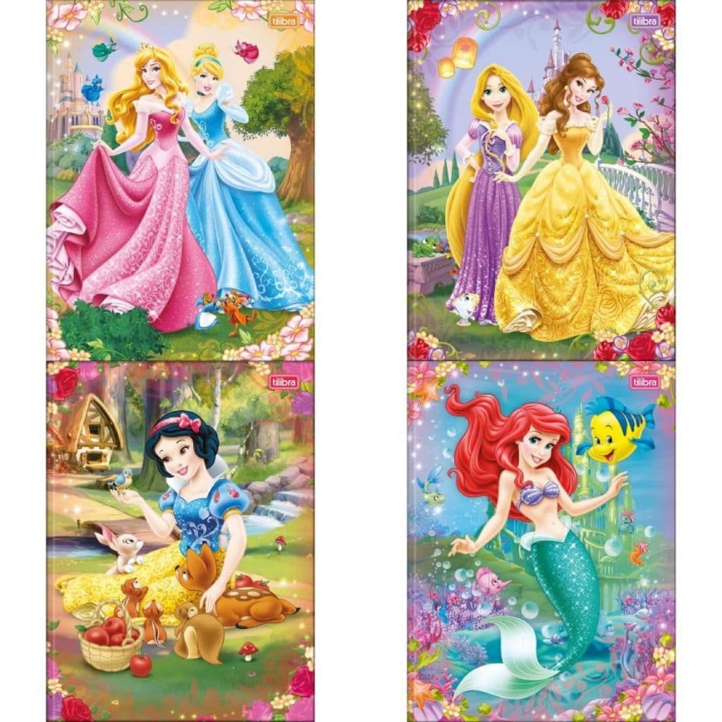 Tilibra Caderno Brochurão Universitário Princesas capa dura 200x275mm 80 folhas