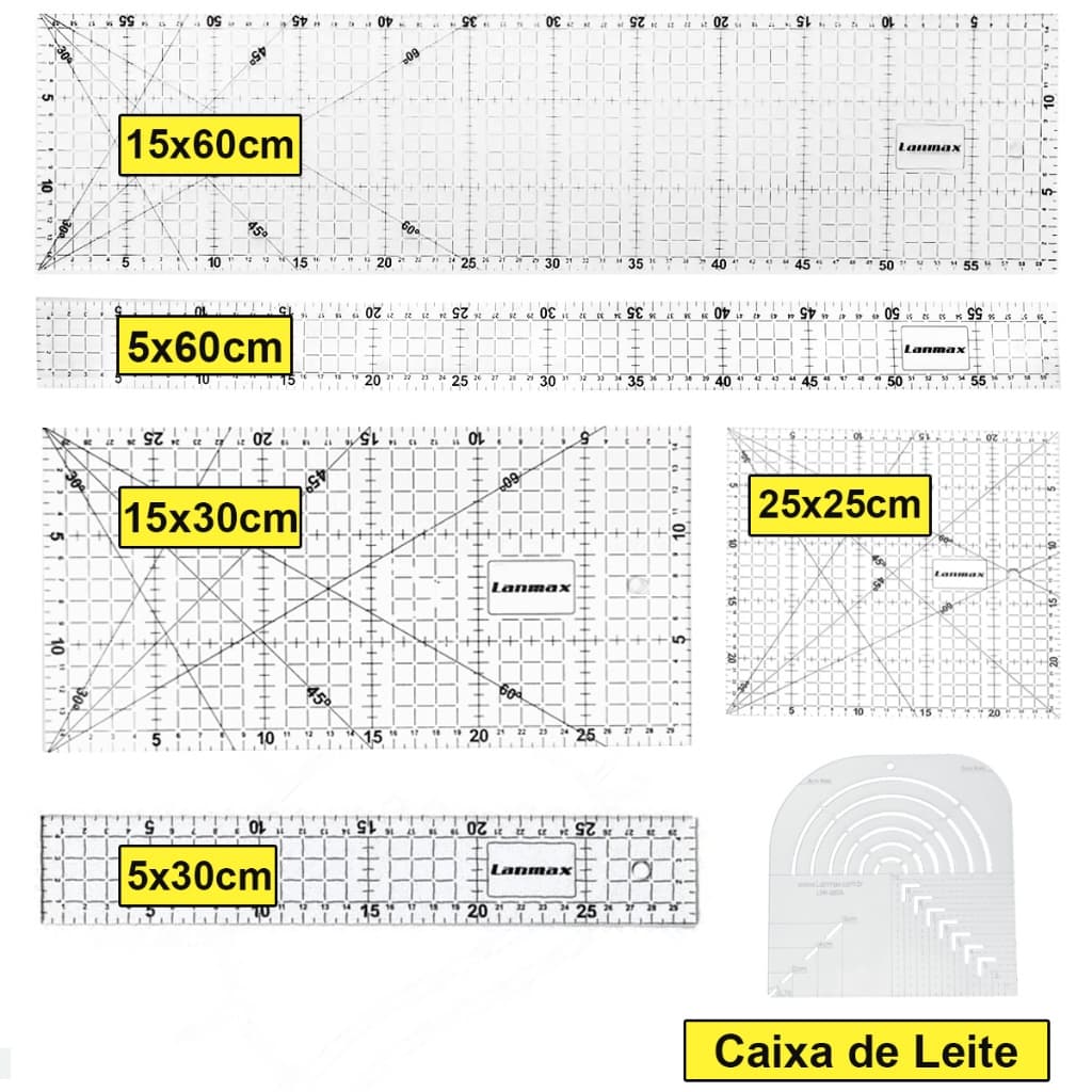 Régua Acrílica Patchwork Profissional Artesanato Corte Lanmax