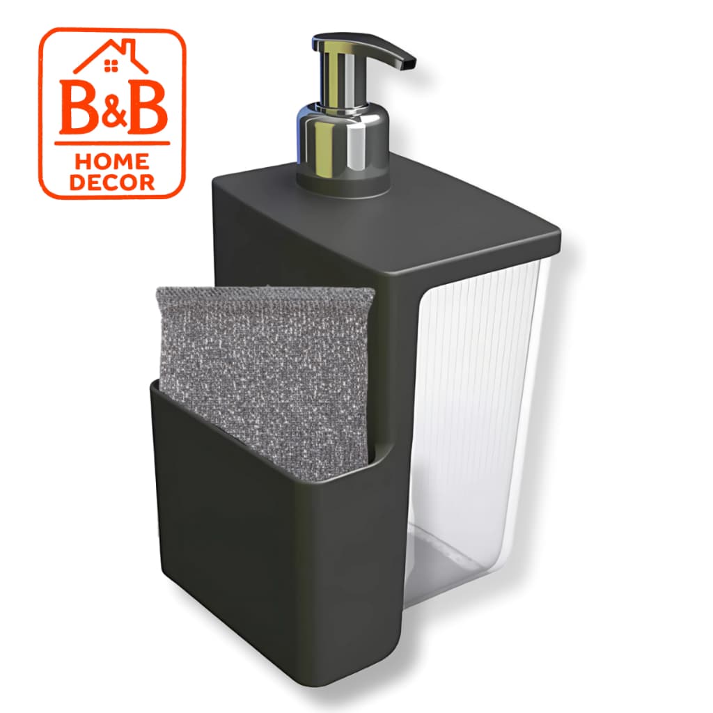 Porta Sabão Líquido Detergente com Pump Cromado 500ml + Esponja Ideal para Cozinha