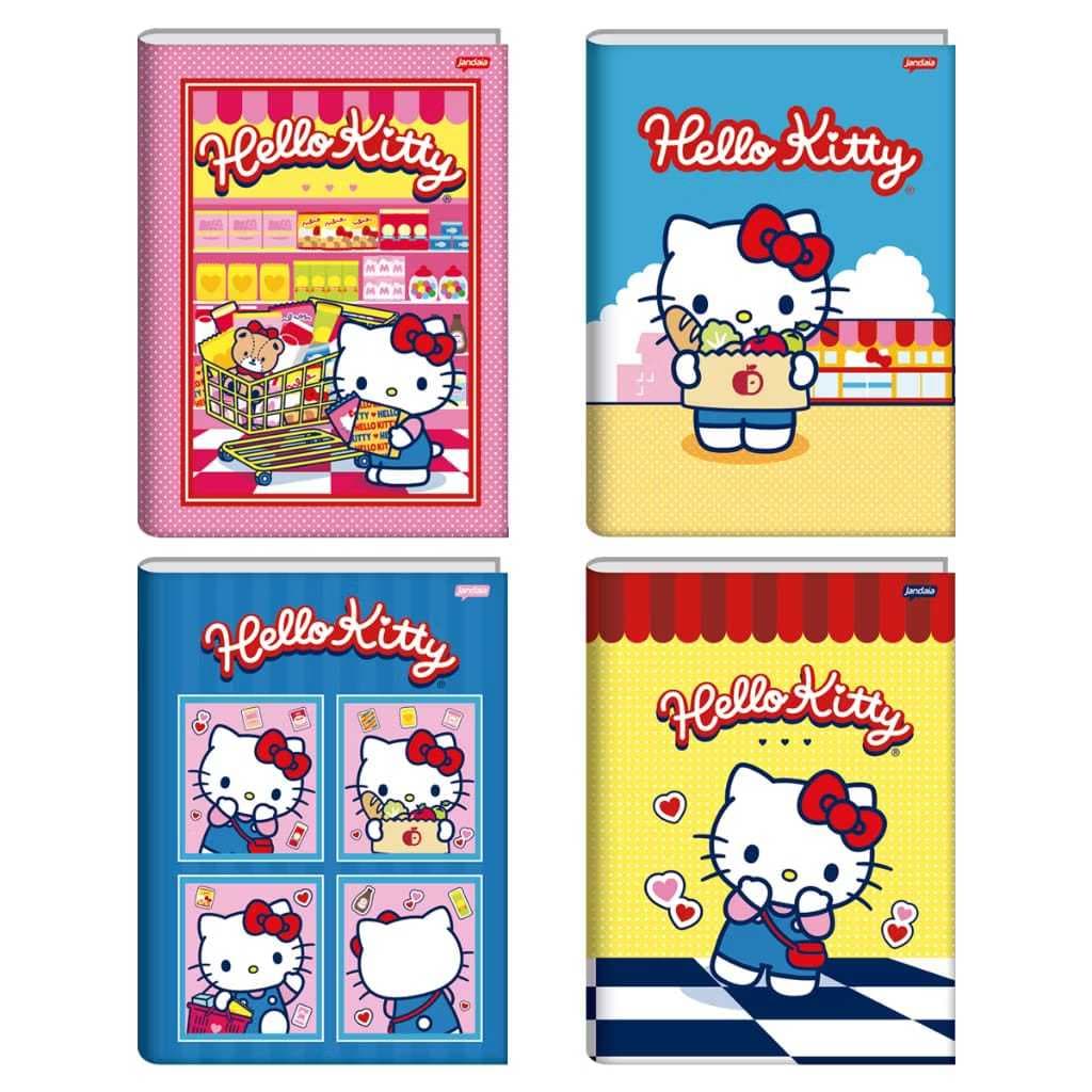 Caderno PEQUENO (14X20 cm) Brochura 1/4   Capa dura 80 folhas Hello Kitty Jandaia