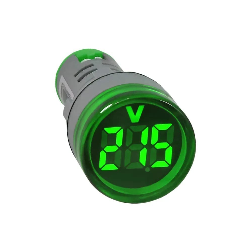 Voltimetro Digital 22mm para painel de comando Led Verde Ac Ca110v 220v