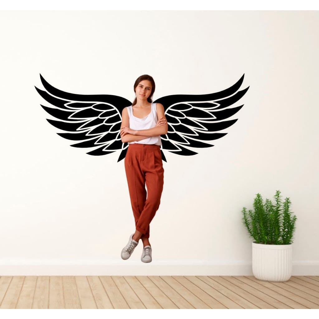 Adesivo Decorativo Asa De Anjo  Para Parede Salão Barbearia Escritório Quarto Banheiro