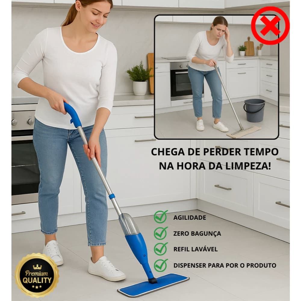 🧹 Mop Spray com Reservatório 380ml – Esfregão Pulverizador 360º Limpeza Rápida Sem Balde