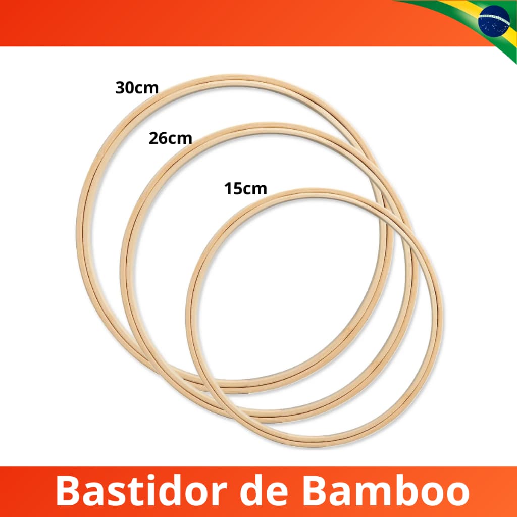 Bastidor Bamboo Madeira sem Tarracha Macramê Bordado Artesanato 15cm / 26cm / 30cm