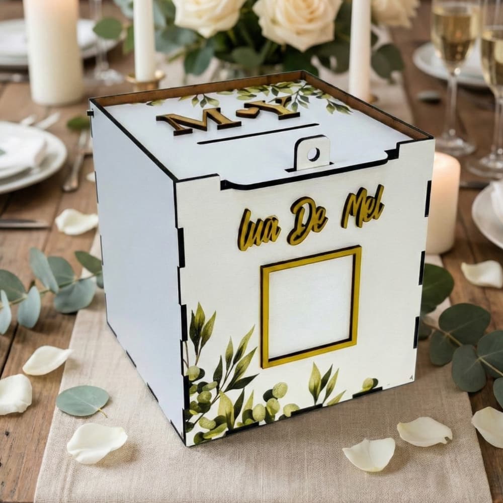Caixa Cofre Pix Casamento Operação Lua De Mel Corte Gravata Mdf Personalizada Oliveiras