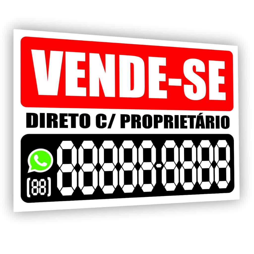 Placa Vende-se Aluga-se Dígitos c/ canetinha - (não é personalizada) - Comércio Imóveis Casa Terreno Apartamento