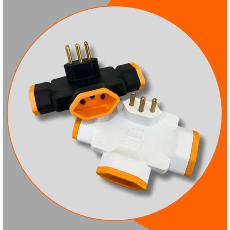 4 adaptadores tomada em t tê 90 graus 3 pinos não articulado benjamim