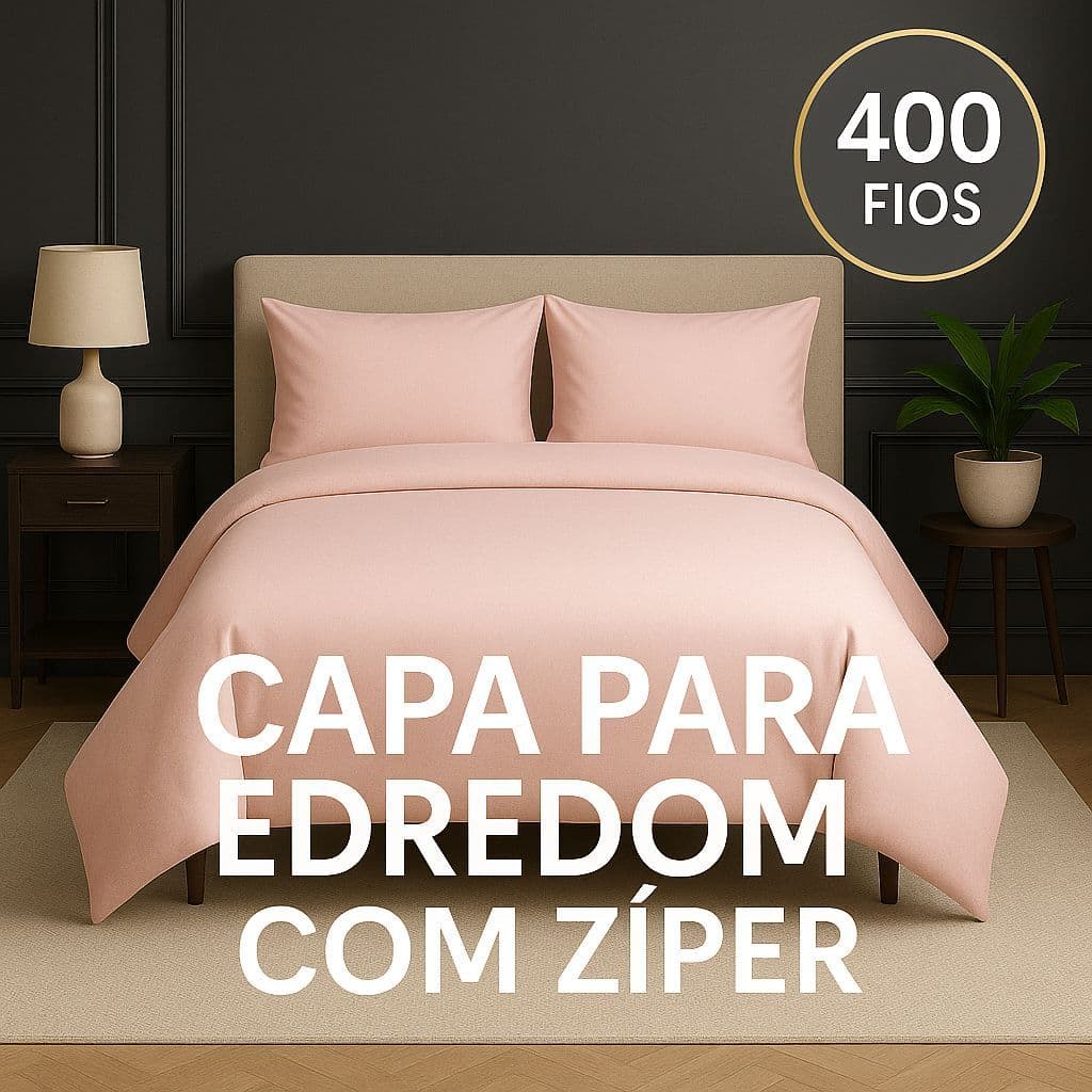 Capa para Edredom 400 Fios Duvet com Zíper Casal/Queen Toque de Algodão