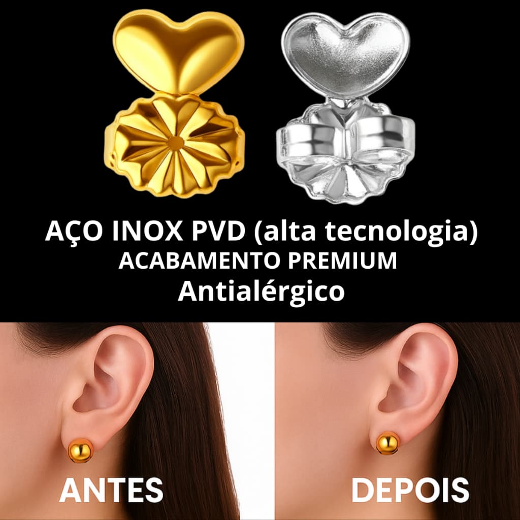 Tarraxa magica Aço Inoxidável antialérgicasTarracha levanta orelha brinco premium