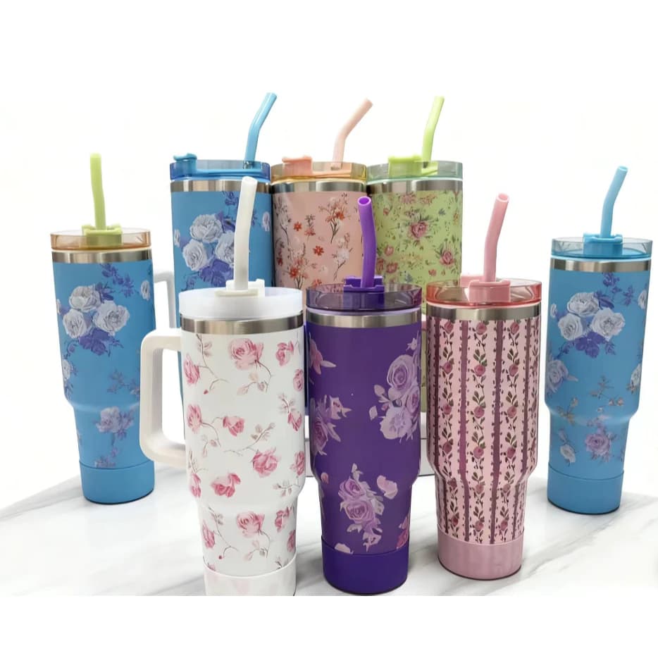Garrafa Térmica Copo Térmico Aço Inox 1200 Ml Com Alça e canudo personalizados nuvens e cores