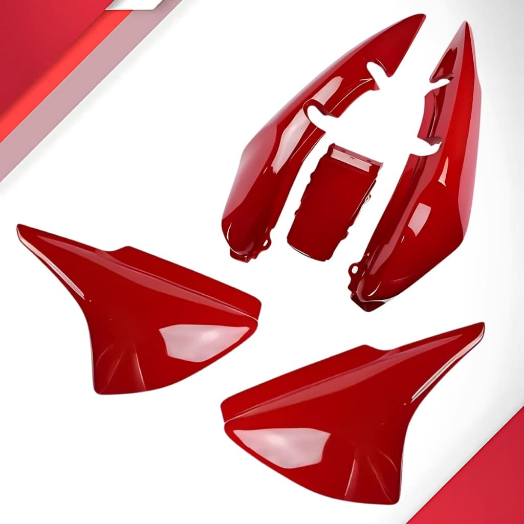 Carenagem Rabeta Traseira + Tampa Lateral Titan 150 Vermelho 2004 2005 2006 2007 2008 Pintado Envernizado