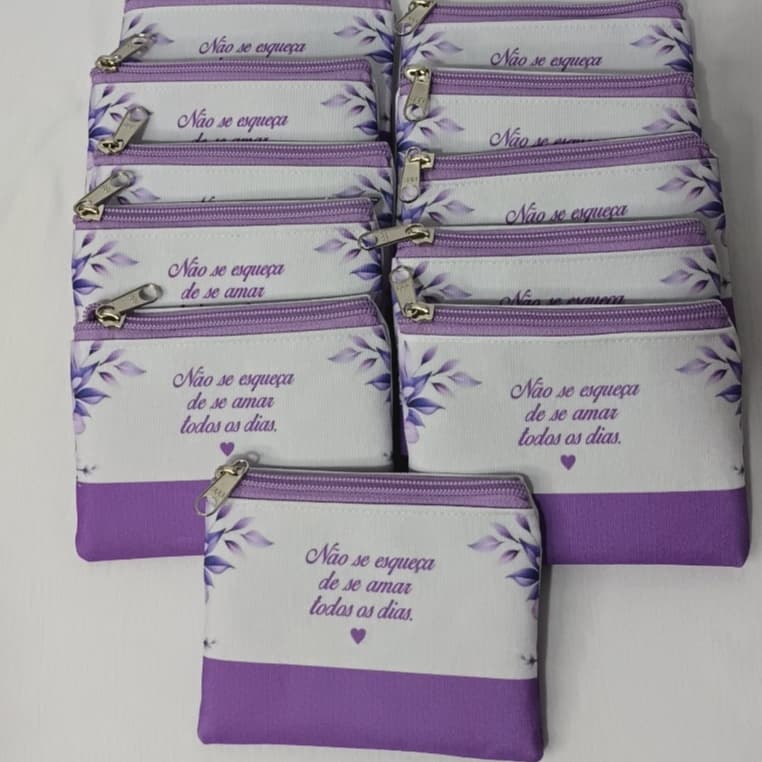 kit 10 Porta moedas mini nécessaire documentos com frase para lembrancinhas dia das mães