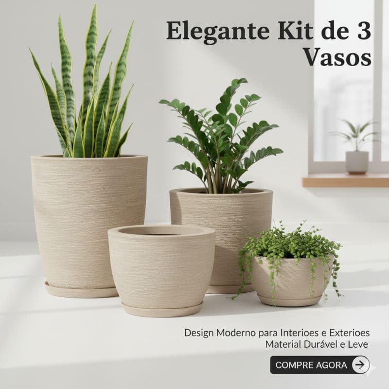 Kit 3 vasos de planta ,vaso decorativo,vaso de flor texturizados COLUNA 2 BOJO 1 BACIA 1
