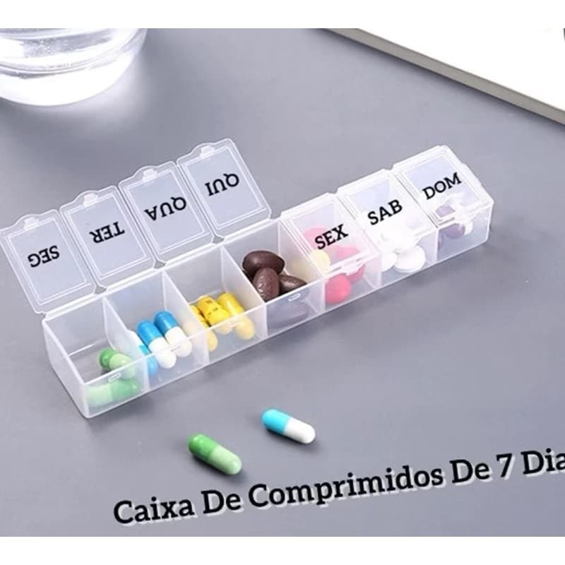 Caixa de Comprimidos Semanal com 7 Divisórias 7 Dias Comprimidos