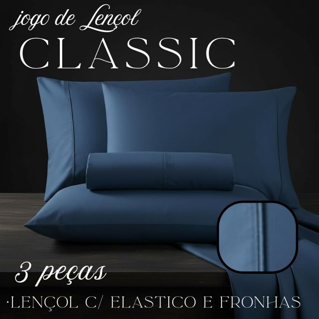 Jogo de Lençol 03 Peças 400 Fios Cama Casal King Queen Solteiro Classic Hypercal Ponto Life