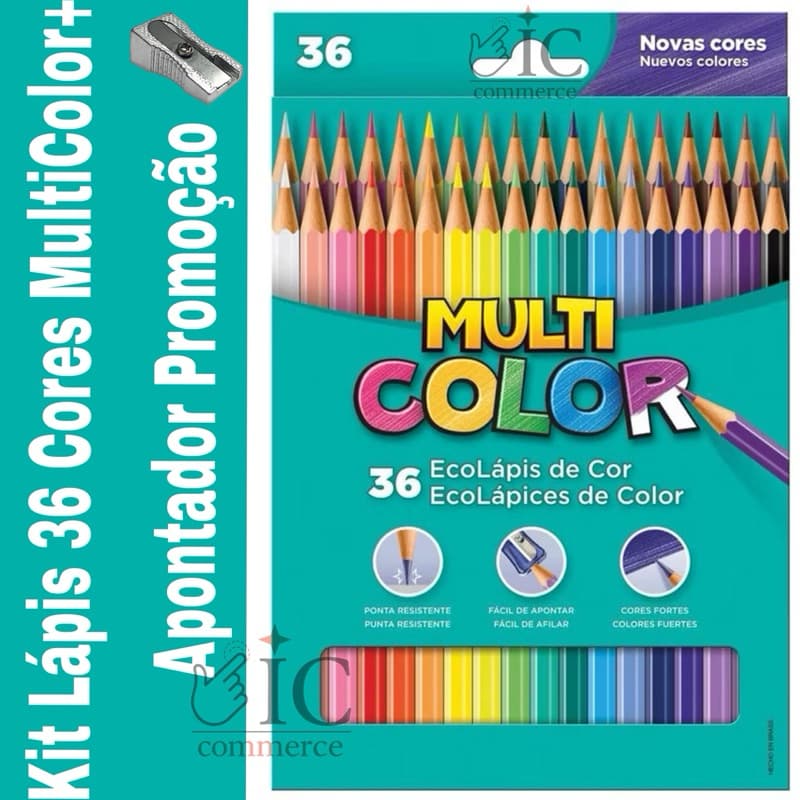 Lápis de Cor MultiColor 36 Novas Cores Profissional Escolar Desenho Pintura Kit Completo