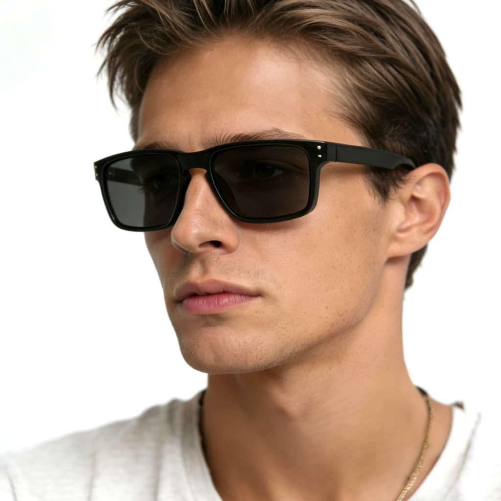 Óculos de sol masculinos retrô quadrados com proteção UV.