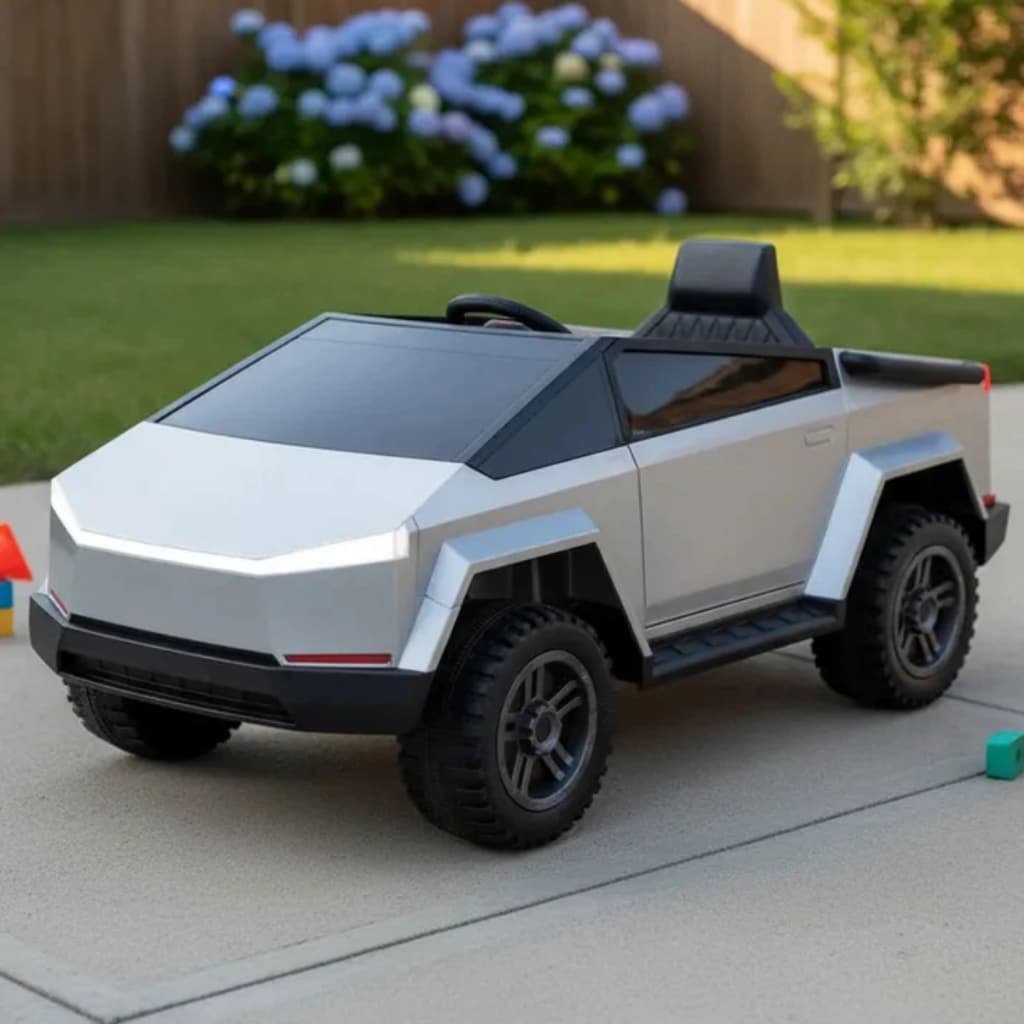 Carro Cinza Elétrico Infantil Super Truck Futurista 12V com Controle Remoto, Luzes de LED e Música