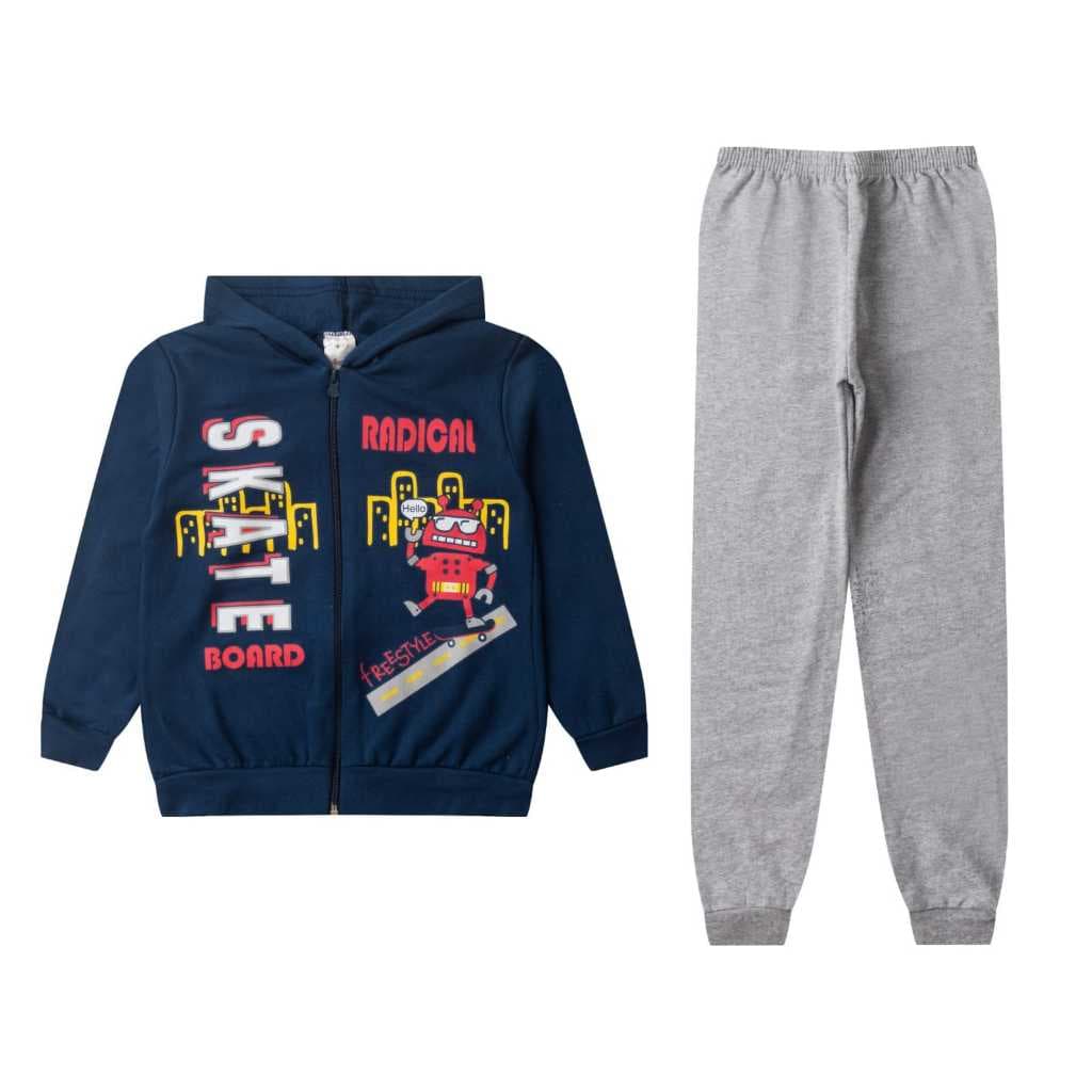 Conjunto de Inverno Infantil Menino 1 casaco e 1 calça de Moletom