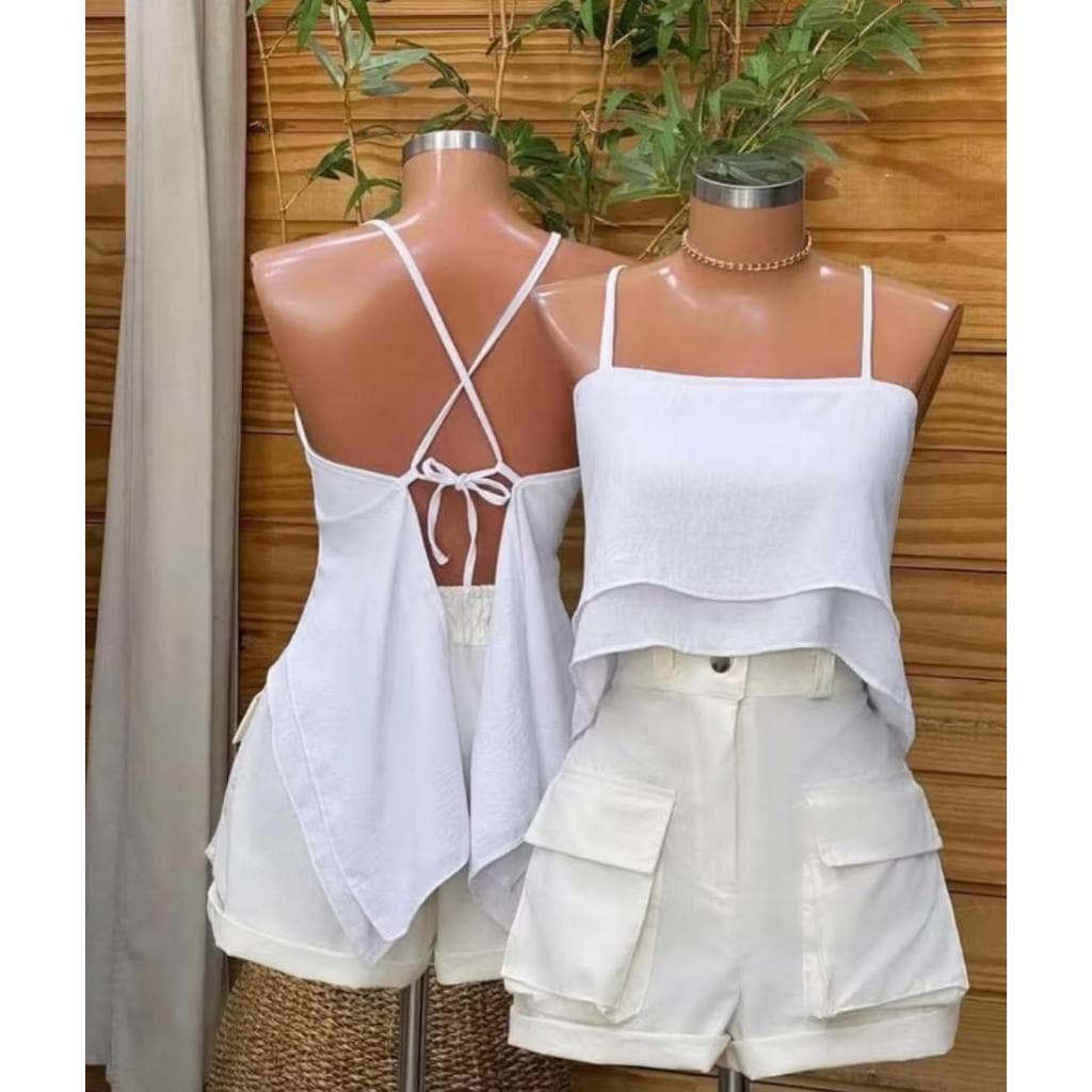 Blusa Cropeed Feminina Duna Blusinha Bata Amarração VERÃO Tendência