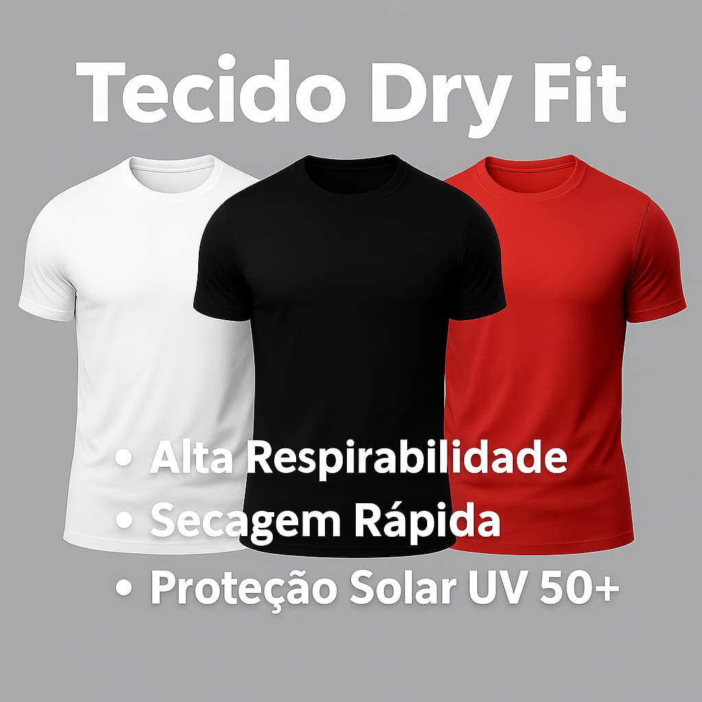 Kit 3 Camisetas Dry Fit Masculina Manga Curta Uv Esporte Top