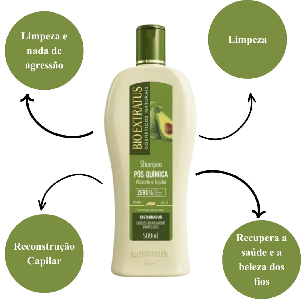 Shampoo Bio Extratus Pós-Química 500ml Tratamento Capilar
