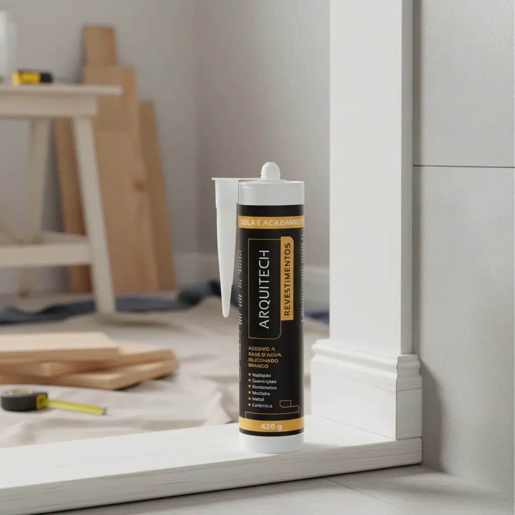 Cola Rodapé, Rodameio  Base D'água Arquitech Branco 420 Gramas