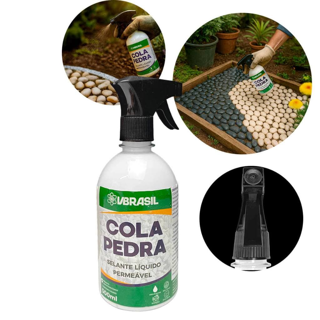 Cola Pedra Fixador de Pedras 500ml Selante Líquido Permeável Para Jardim Borrifador VBrasil