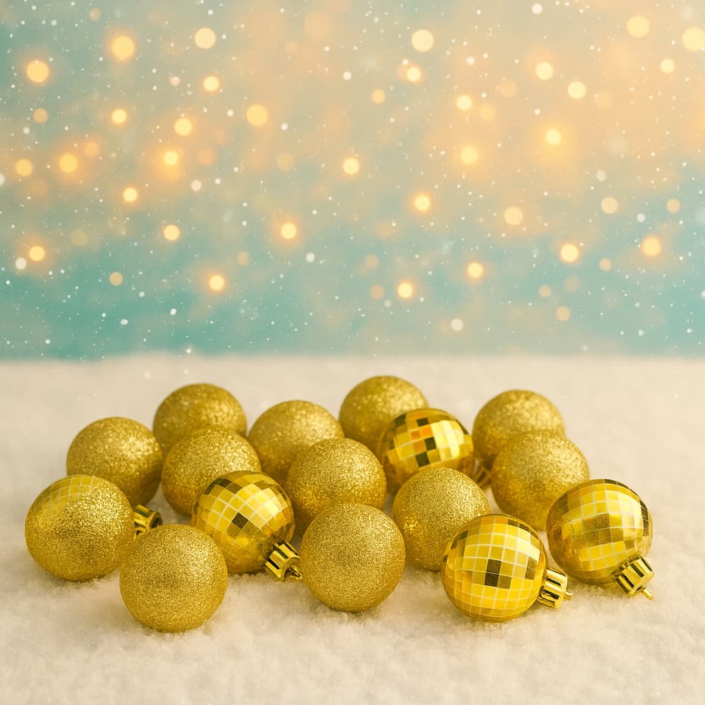 Kit Bolas de Natal Pequena 3cm Douradas com brilho 32 Bolinhas Decoração de Natal