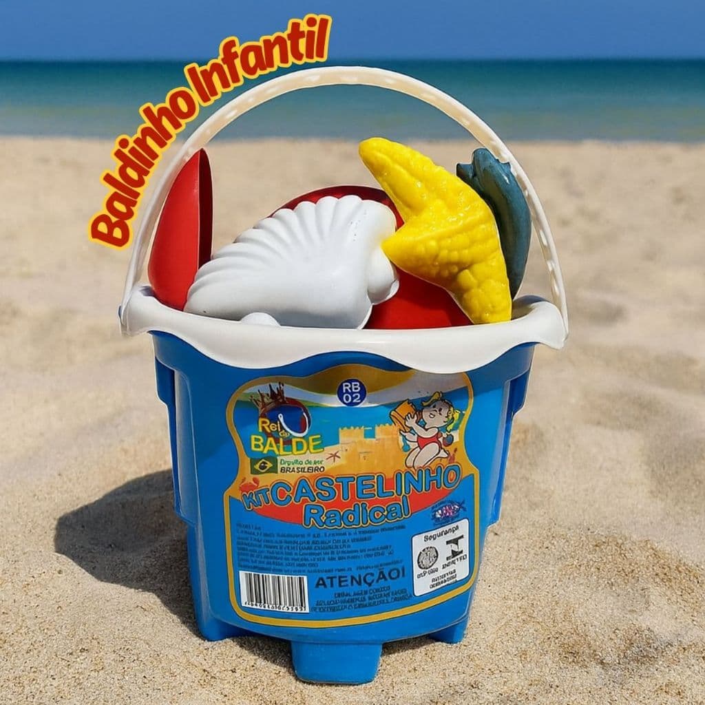 Kit Balde de Praia Castelinho Infantil com Forminhas para Criança Brincar e se Divertir na Areia