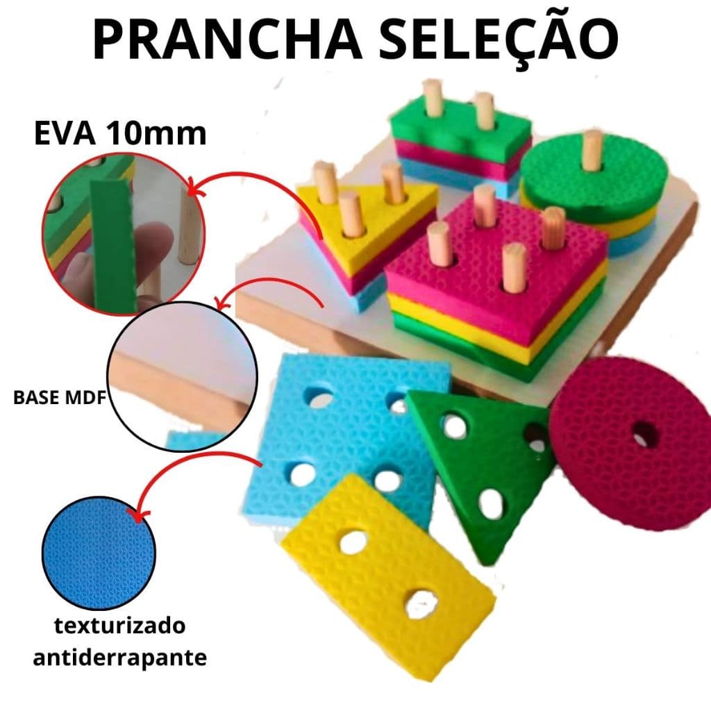 BRINQUEDO EDUCATIVO PRANCHA SELEÇÃO  Geométrica Formas 16 Peças Em EVA educativo pedagogico.