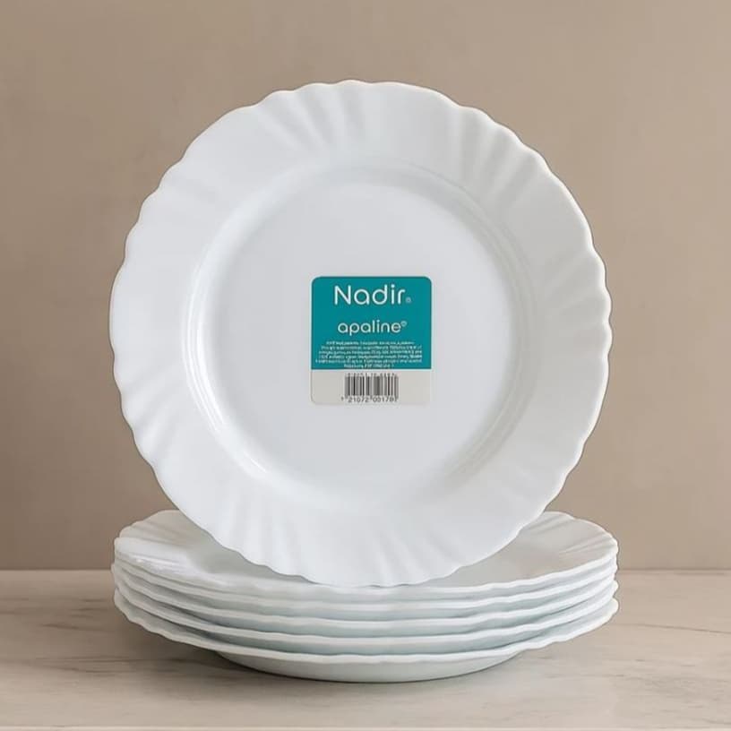 6 Pratos Sobremesa Branco Duralex Opaline Pétala 19,5cm
