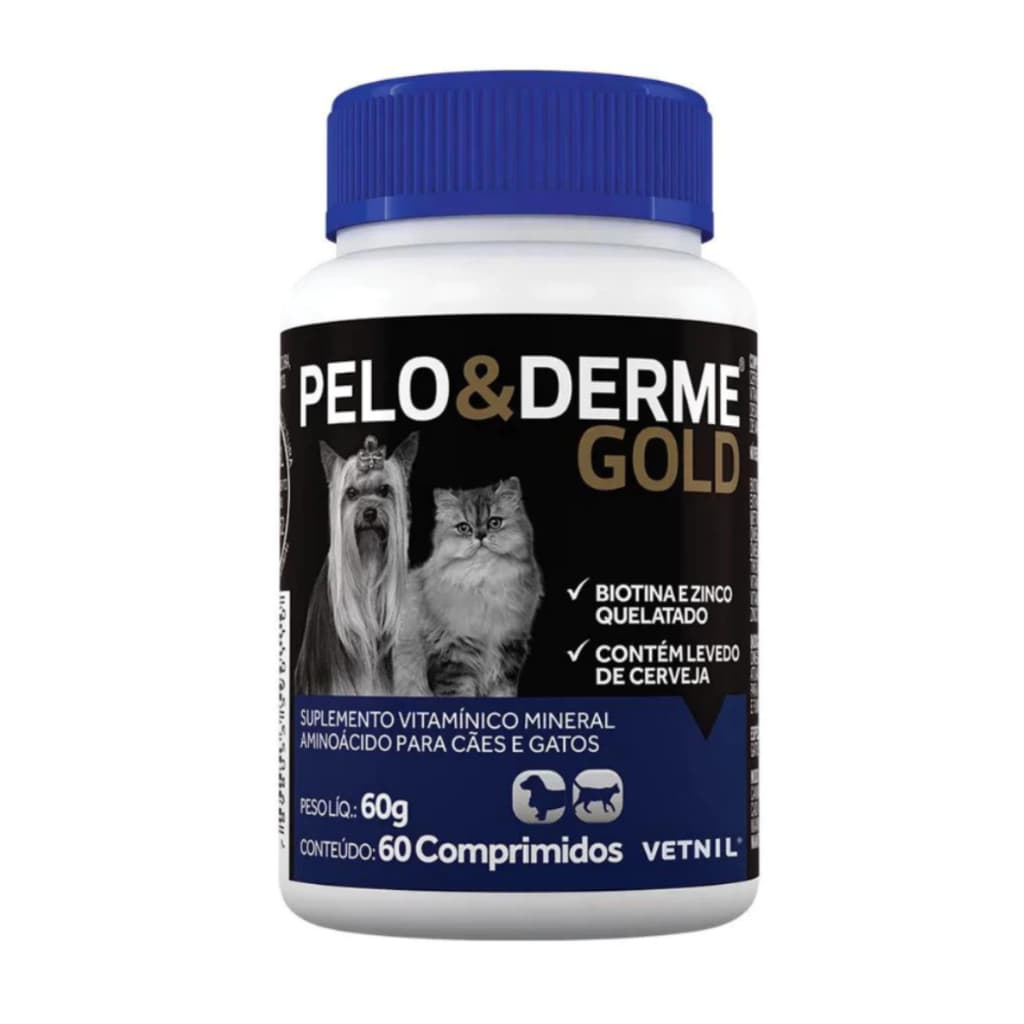 Pelo e Derme Gold 60 Comprimidos Suplemento Pele e Queda De Pelo- Vetnil