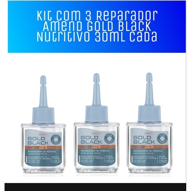 Kit Com 3 Reparador Amend Gold Black Nutritivo 30 ml cada