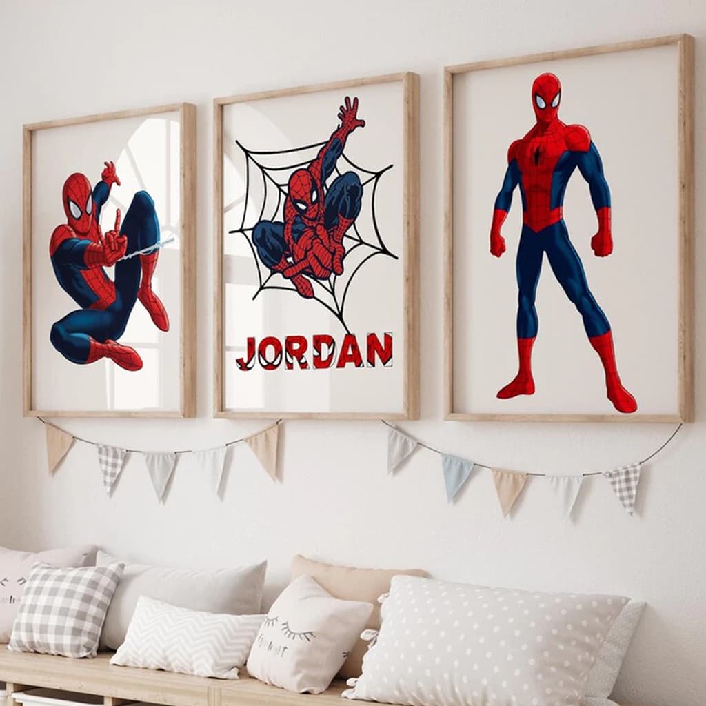 Quadro Decorativo Homem Aranha Super Heroi Spider Man Peter Parker Personalizado com Nome Grande