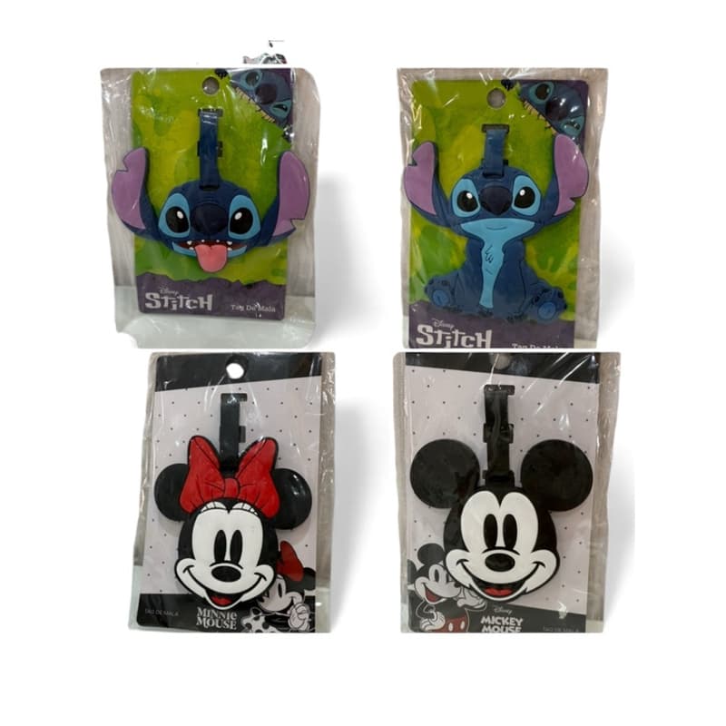 Identificador de mala bagagem Stitch Mickey Minnie - tag de bagagem mochila - Tag de mala Stitch Mickey