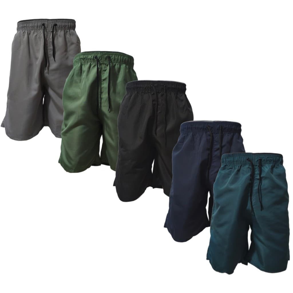 Kit 5 Bermudas de Tactel Masculino Básico Liso Moda Praia Treino
