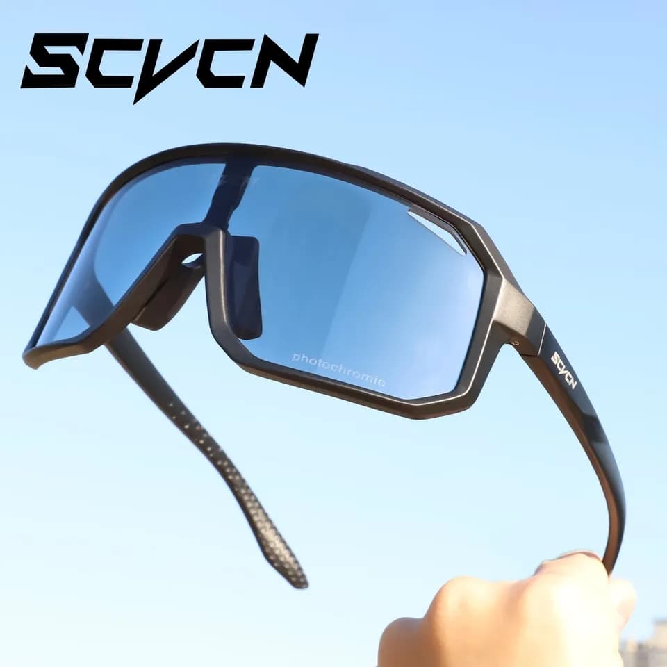 Óculos Ciclismo SCVCN Lentes Fotocromática Uv400 Unissex para Bike MTB Road Pesca Corrida Esportes
