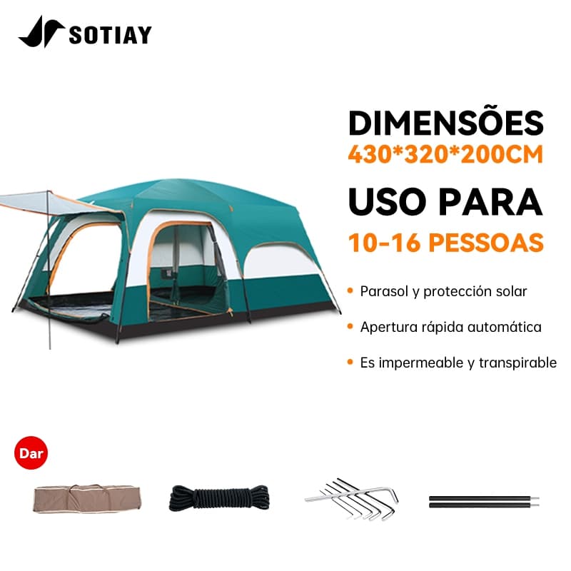 Sotiay Barraca Camping Acampamento 10-16 Pessoas Grande Família Lux barraca impermeável