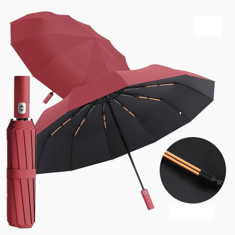 12 Rods Automatic Umbrella Large Sun Protection UV Reinforced Folding Colorful