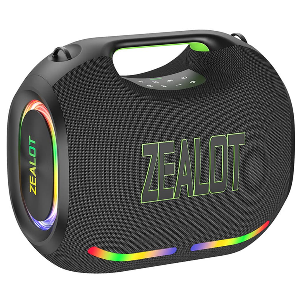 Caixa De Som Bluetooth Zealot ZE21 250w 48000mah RGB TWS a prova d água Preto