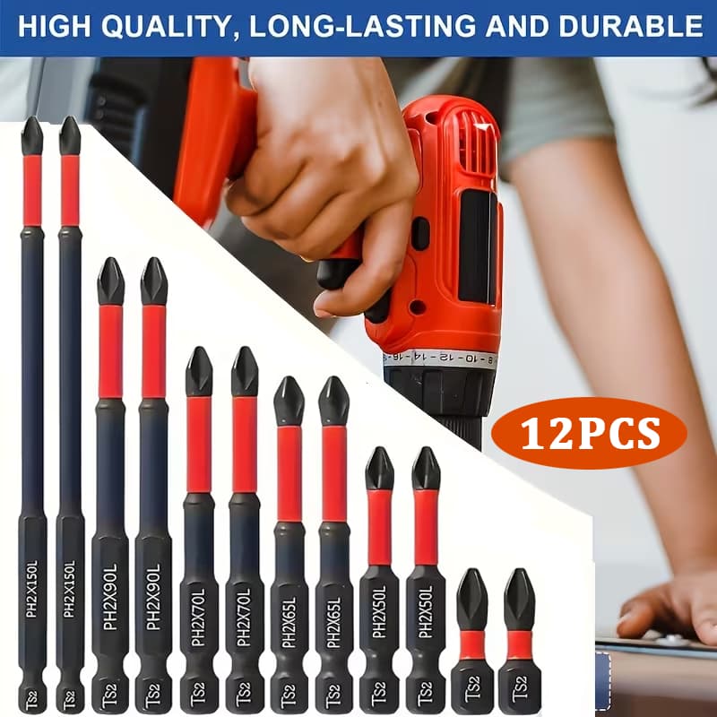 Kit 12 Pcs Bits Magnético Ponteira Philips Parafusadeira Ph2 Jogo Imantado Antiderrapante Com Imã Sextavado